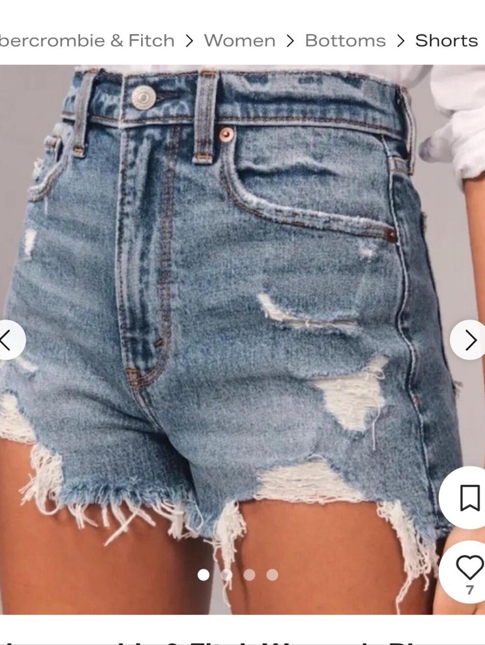 Abercrombie and Fitch Blue Distressed High Rise The Mom Denim Shorts 27/4